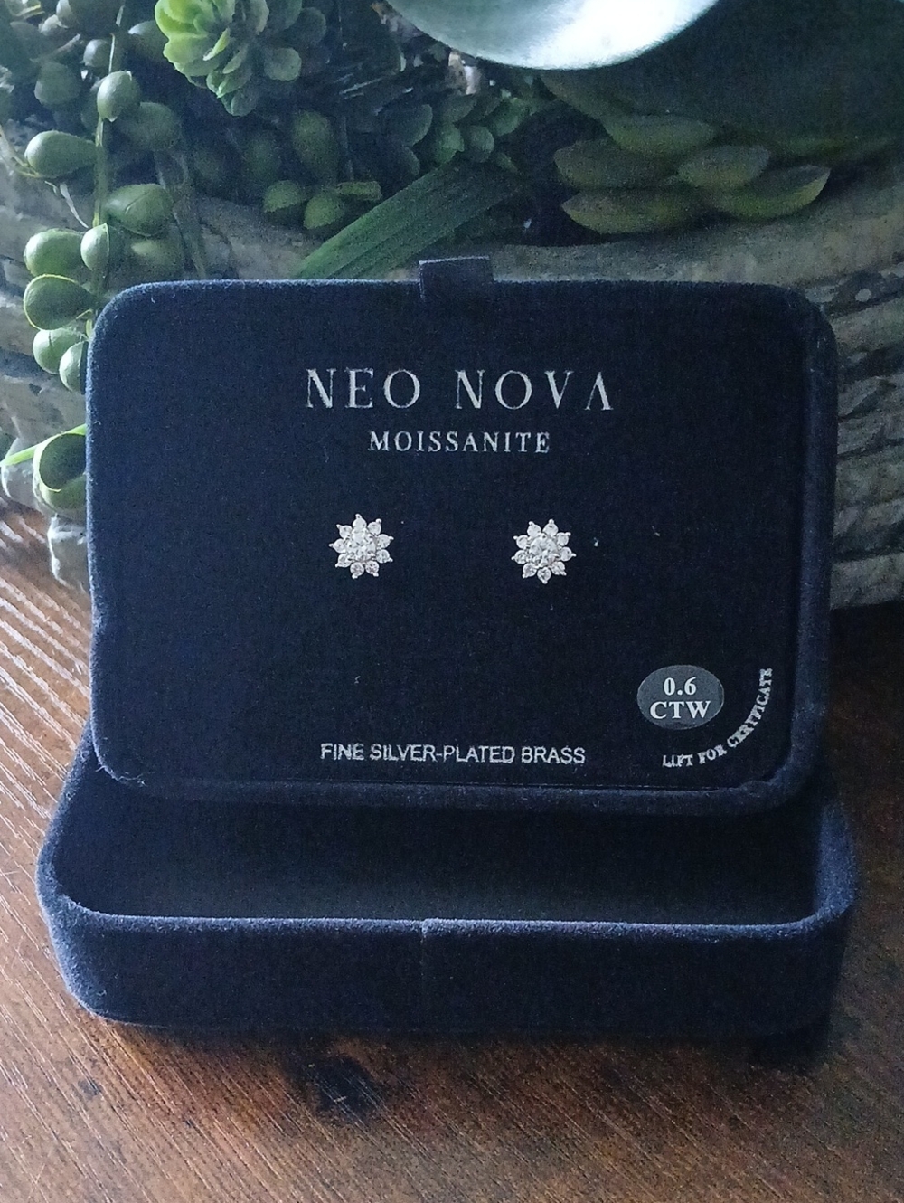 Neo Nova White Moissanite Starburst Stud Earrings - Silver-Plated
